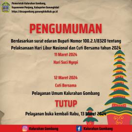 Pelaksanaan Libur Nasional Dan Cuti Bersama